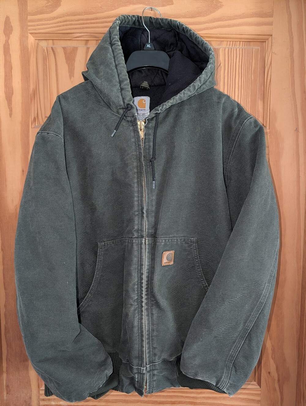 Vintage Y2K Carhartt J130 Sandstone Duck Jacket Moss Green Canvas Size Large
